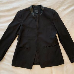 Club Monaco Black Leather-Trimmed Blazer (Size 12)